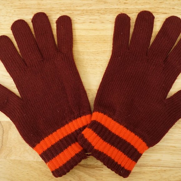 VT Virginia Tech Hokie Football Maroon & Orange Knit Gloves Unisex L/XL - Picture 3 of 3